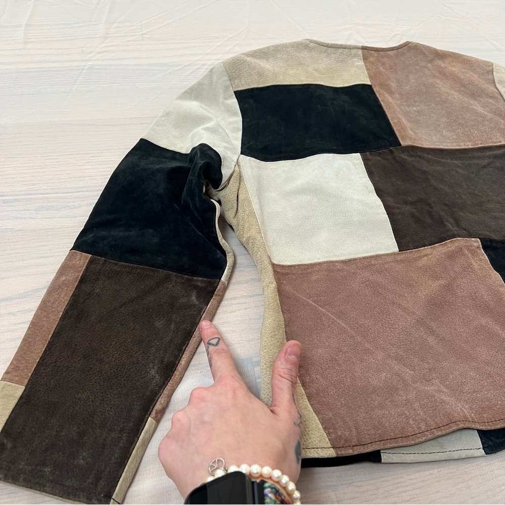 90s Neutral Leather Patchwork Jacket - image 6